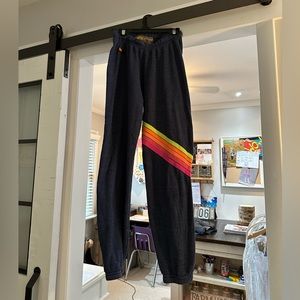AVIATOR NATION WOMENS NEON STRIPED SWEATPANTS SIZE SMALL